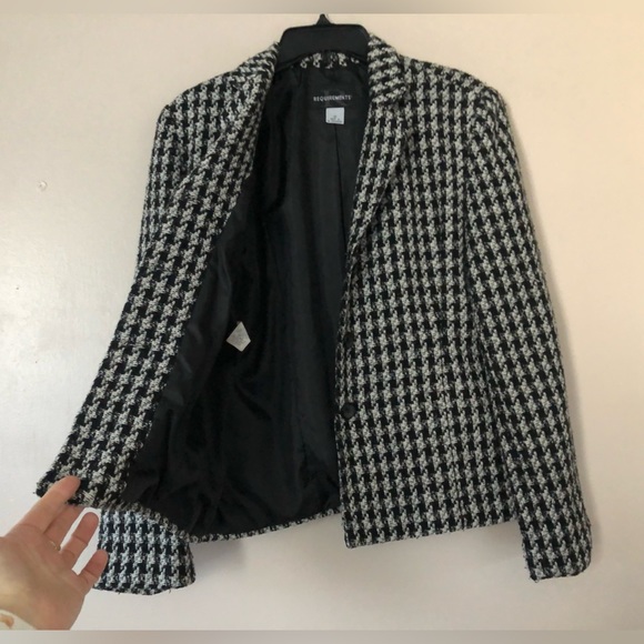 Requirements tweed Houndstooth blazer size 12 polyester wool blend workwear - Picture 3 of 11